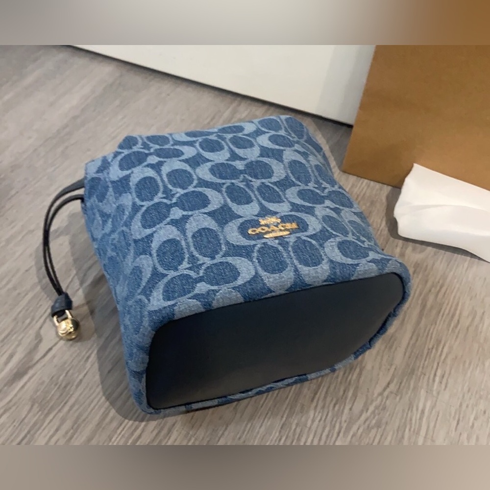 Coach Denim Signature Mini Crossbody Bucket Bag - Picture 8 of 9